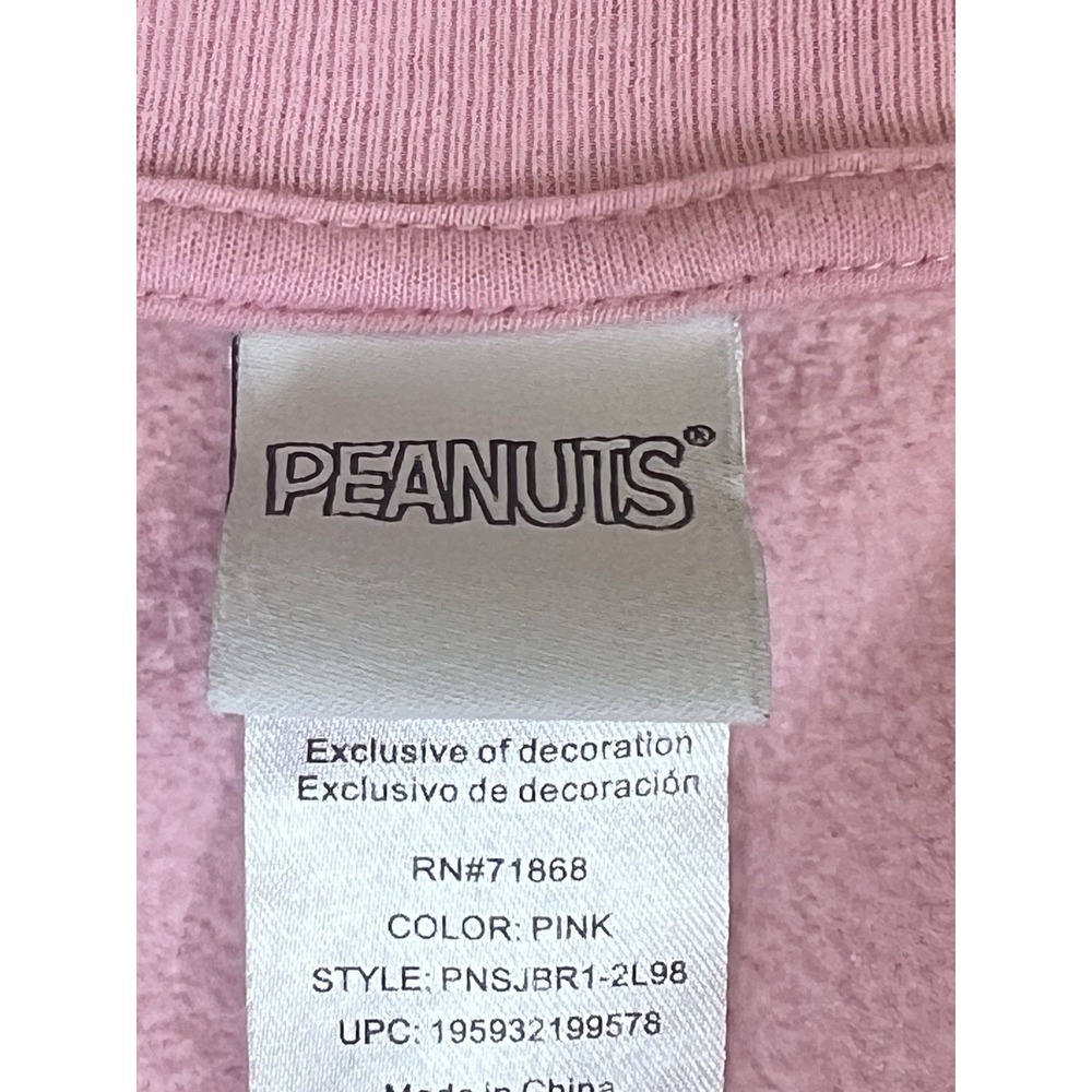 Peanuts Snoopy Pink Graphic Print Crewneck Pullover Sweatshirt Women's M - Picture 4 of 7
